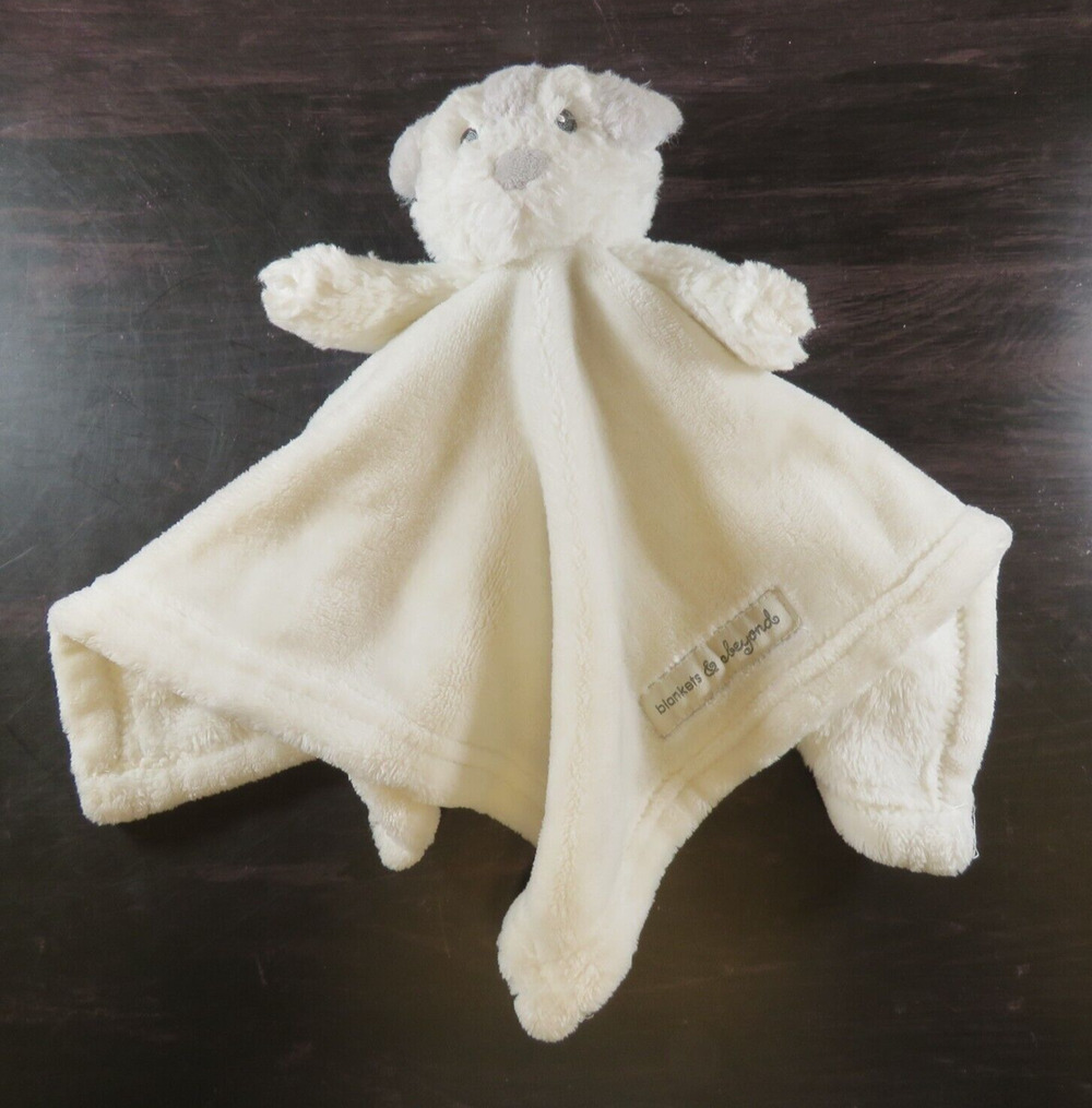 Blankets Beyond White Gray Puppy Dog Lovey Security Blanket Plush Velour 15"